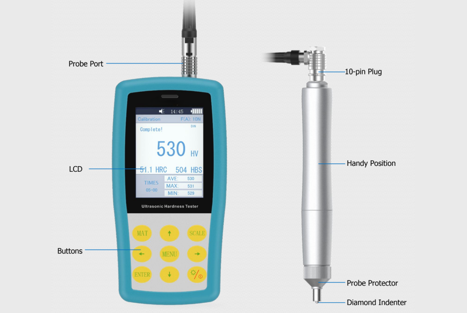 Portable Motorized Leeb / Ultrasonic Hardness Tester UCI-4100DH