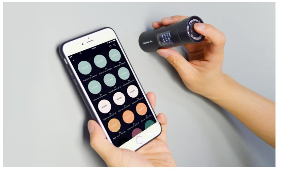 ColorMeter, color measuring tool, color management, Bluetooth colorimeter, color value measurement, color difference, color card database, AI color measurement, auto calibration colorimeter